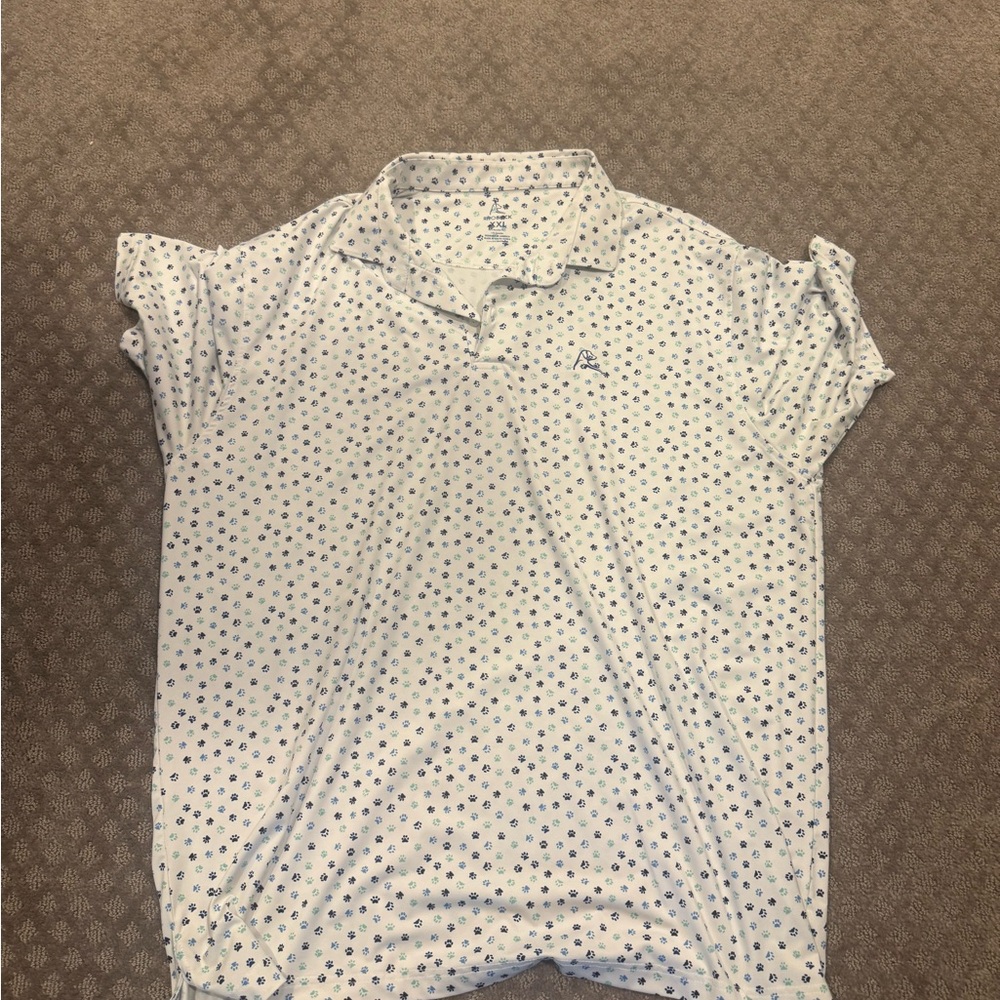 Rhoback White Polo with dog paws print
